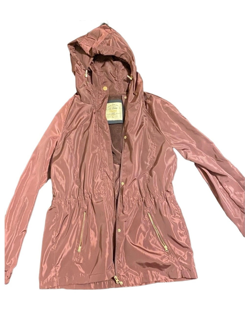 Ci Sono Jacket Womens Large Mauve Pink Utility Hooded Full Zip Vintage